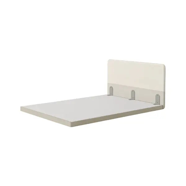ILOOM Cusino Low Floor Bed K Size with white headboard on a low platform, showing a safe toddler bed.