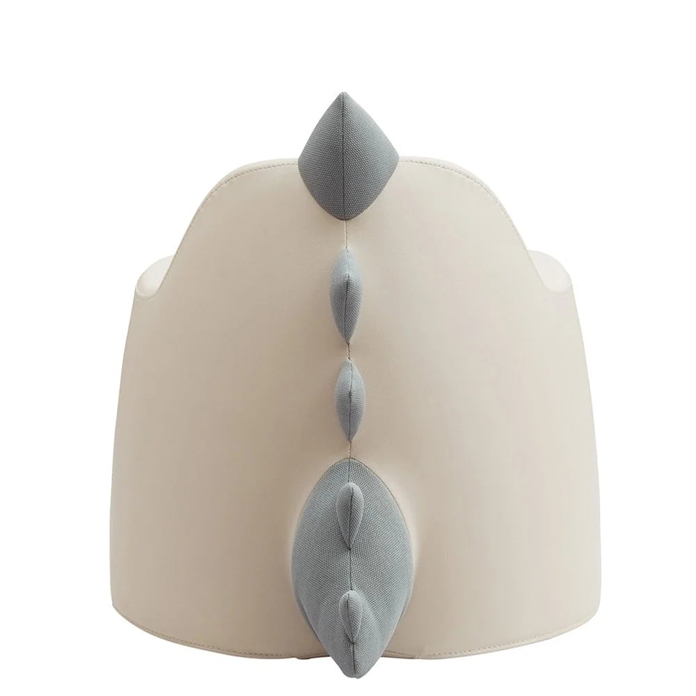 Rear view of the Ivory Dino Aco chair with fabric back spines and tail.