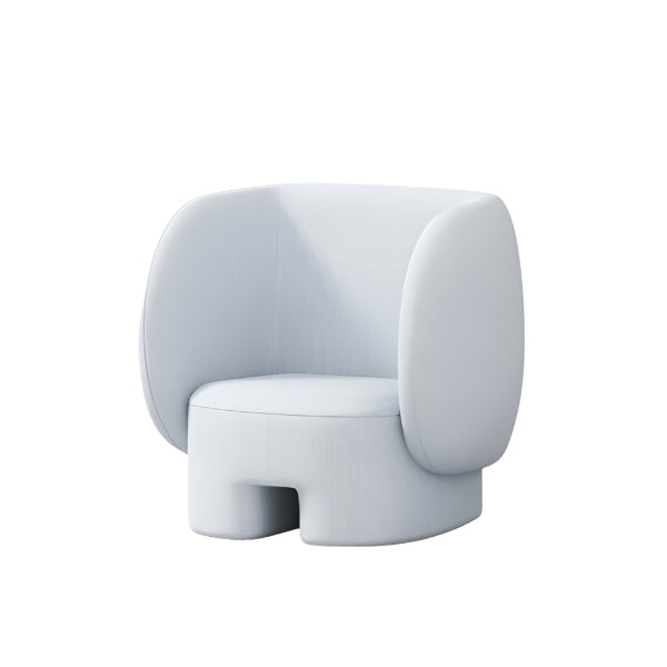 Iloom Dotto Kids Sofa in light gray fabric with rounded arms forming a cozy, enclosed play seat.