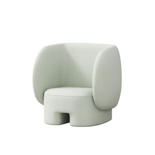 Iloom Dotto Kids Sofa, mint green upholstery with curved wraparound arms enclosing a cozy seat.