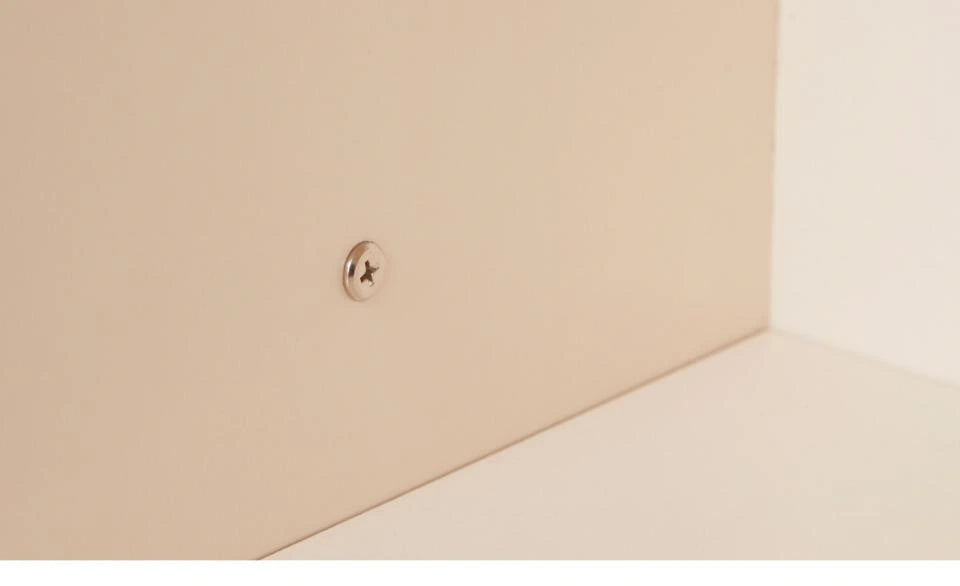 Complete fastening-detail photograph showing a screw head in the panel; no wall-bracket kit is shown.