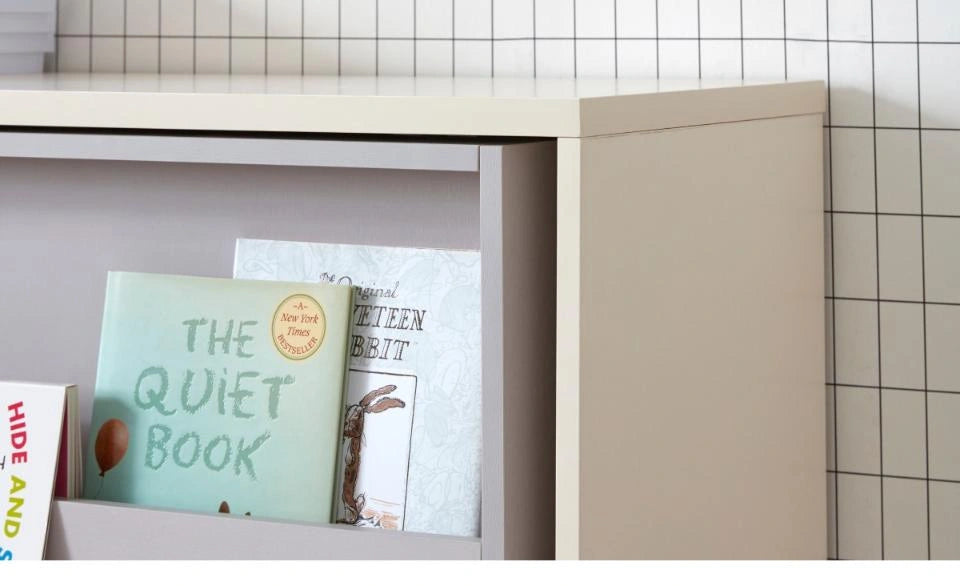 Complete manufacturer photograph of the side panel and space beside the sliding display door; no measurement ruler is printed.