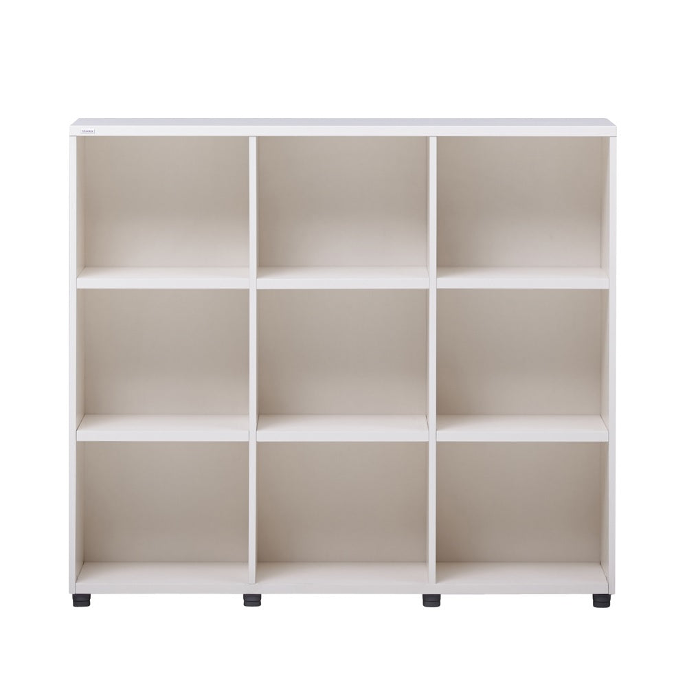ILOOM Eddi kids bookshelf 3-story white cubby storage unit with 9 cubbies
