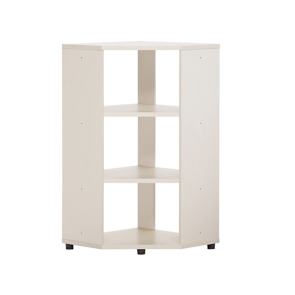Iloom Eddi kids 3-story corner bookshelf in white wood with three shelves