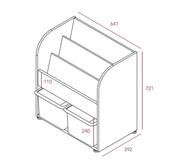 Complete HSFA062 manufacturer drawing showing 641 mm width, 392 mm depth and 721 mm overall height.