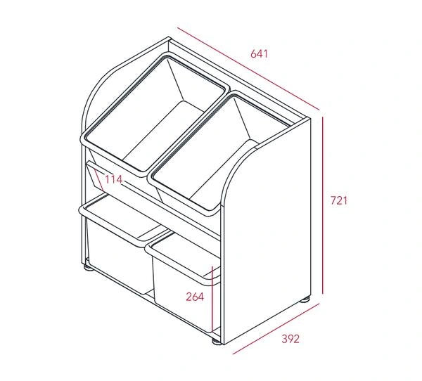 Complete HSFA162 manufacturer drawing showing 641 mm width, 392 mm depth and 721 mm overall height.