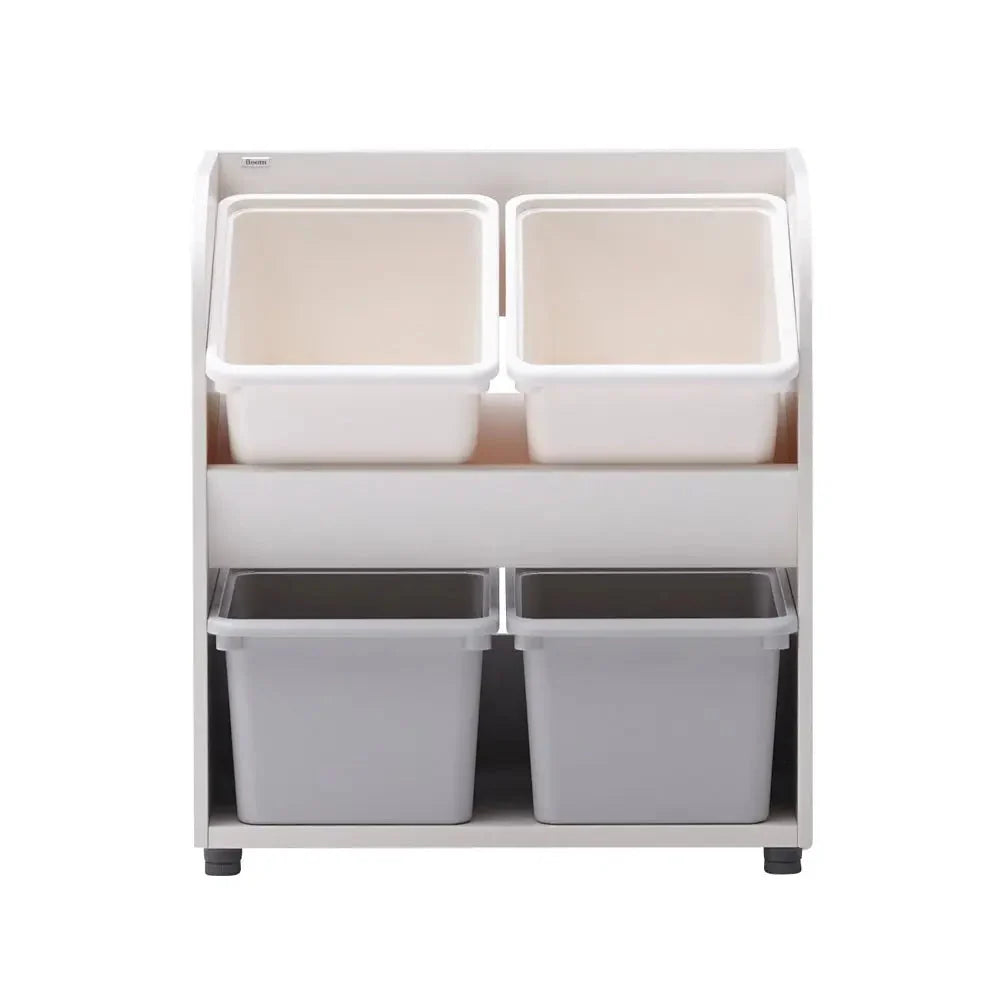 HSFA162 Grey option: ivory-toned cabinet body with ivory upper bins and grey lower bins.
