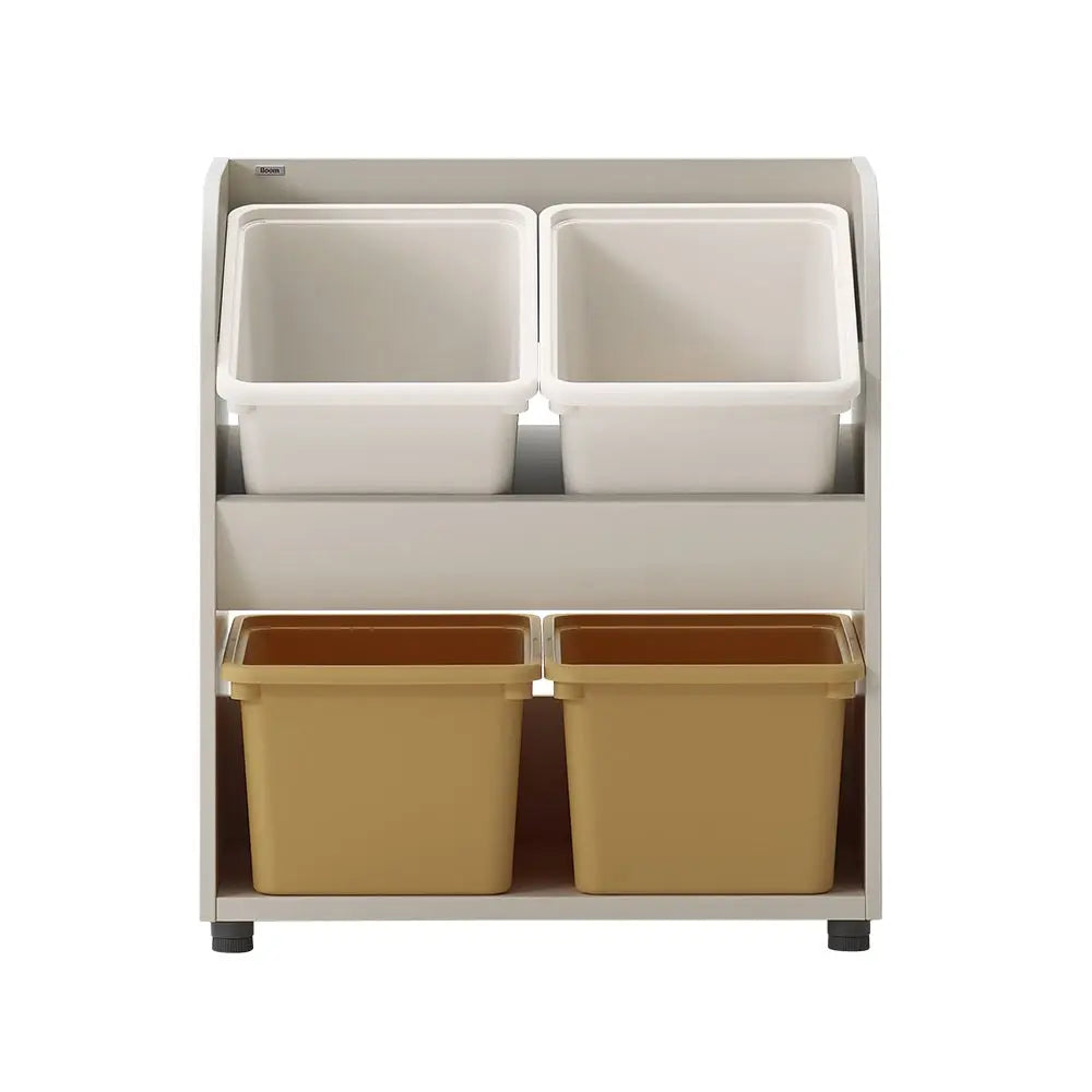 HSFA162 Yellow option: ivory-toned cabinet body with ivory upper bins and yellow lower bins.