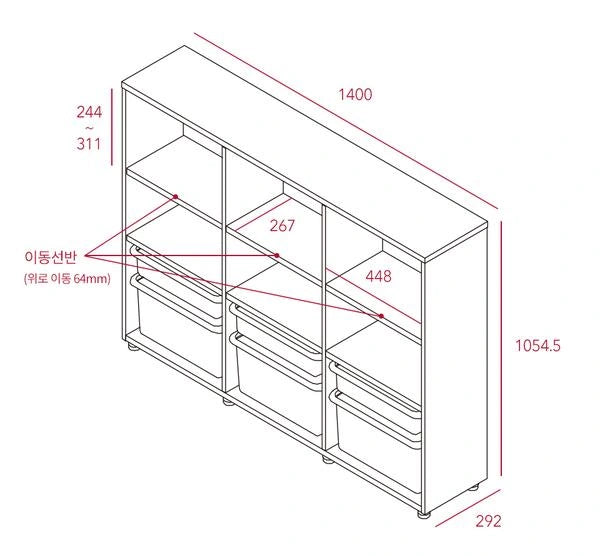 1400W bookcase dimensions: Frame dimensions are 1400W × 292D × 1054.