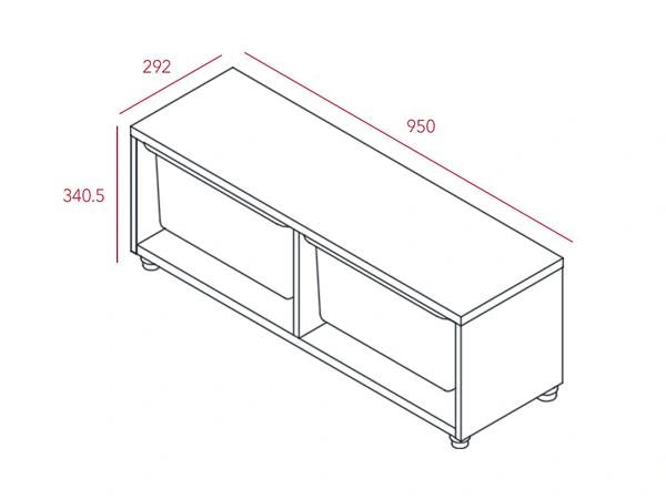 Base dimensions: The bench base measures 950W × 292D × 340.