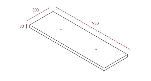 Cushion dimensions: The separate cushion measures 950W × 300D × 30H mm.