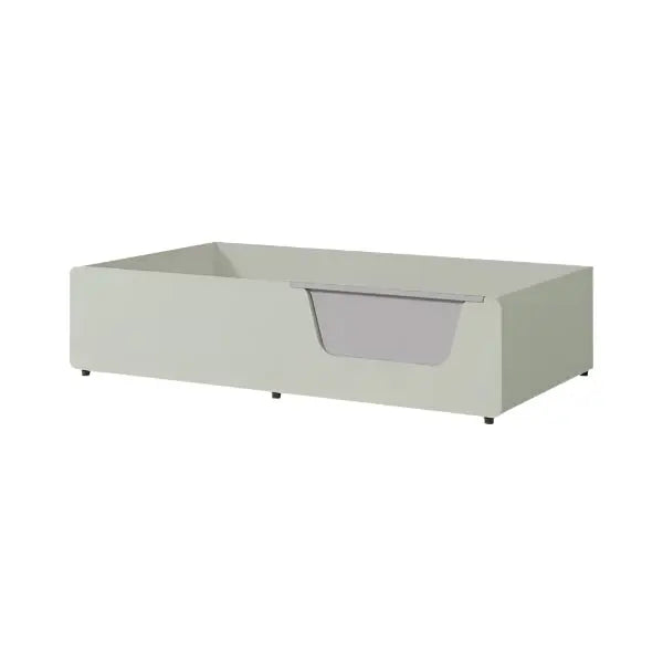 ILOOM Eddi Kids Low Bed 1100W in white with a recessed front drawer, a low toddler bed.