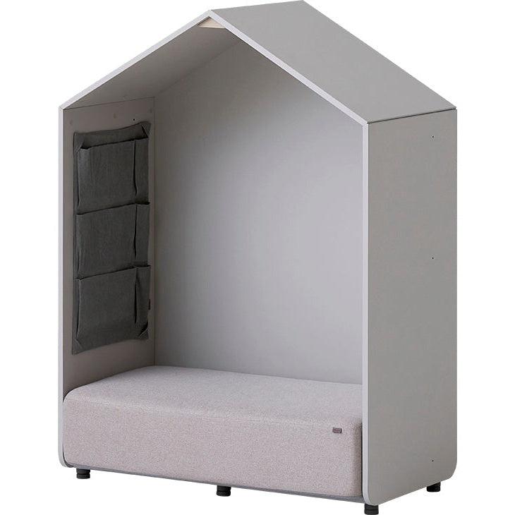 Iloom Eddi Kids Reading House sofa in grey fabric with wall storage pockets
