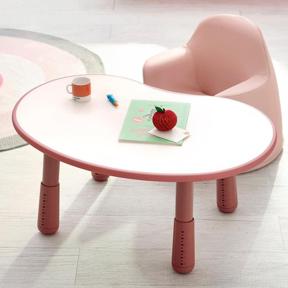Iloom Growing Desk Peanut 800W pink kids' activity table with rounded edges and matching legs
