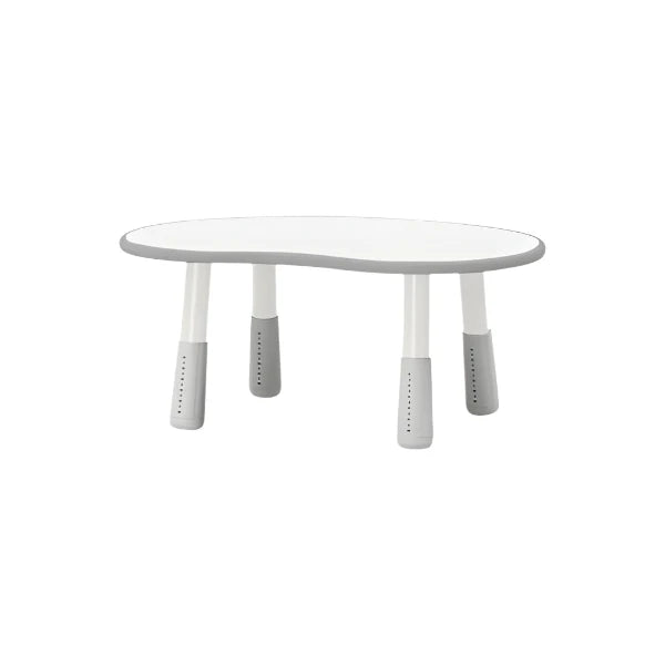 HSLD108 Grey option: light tabletop with white leg sections, grey edge and adjustable feet.