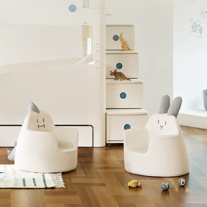 ILOOM Kid's Sofa Bunny Aco Ivory pair of ivory bunny chairs with grey ears for the playroom