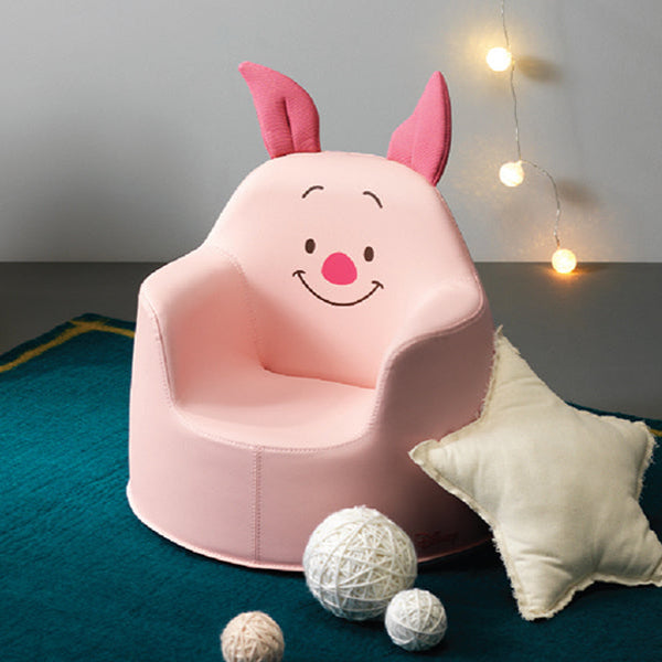 ILOOM Kid's Sofa Piglet Aco in pink fabric with bunny-ear back, cozy toddler play seat