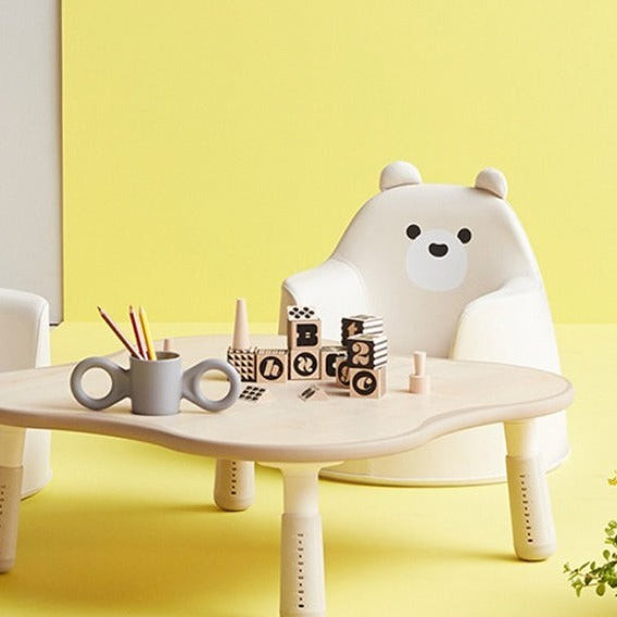 Iloom Kid's Sofa Polar Aco Ivory play sofa with bear-face backrest for toddlers, ivory color