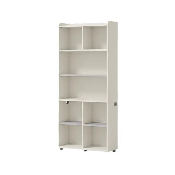 Iloom Linki Plus 6-Story Bookshelf 800W in white with wire hole, tall storage unit with six shelves.