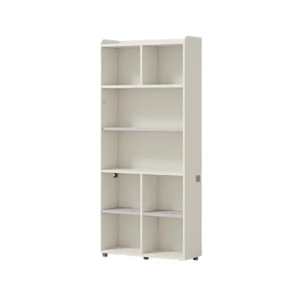 ILOOM Linki Plus 6-Story Bookshelf 800W in white, standing upright with a visible cable hole on the side.