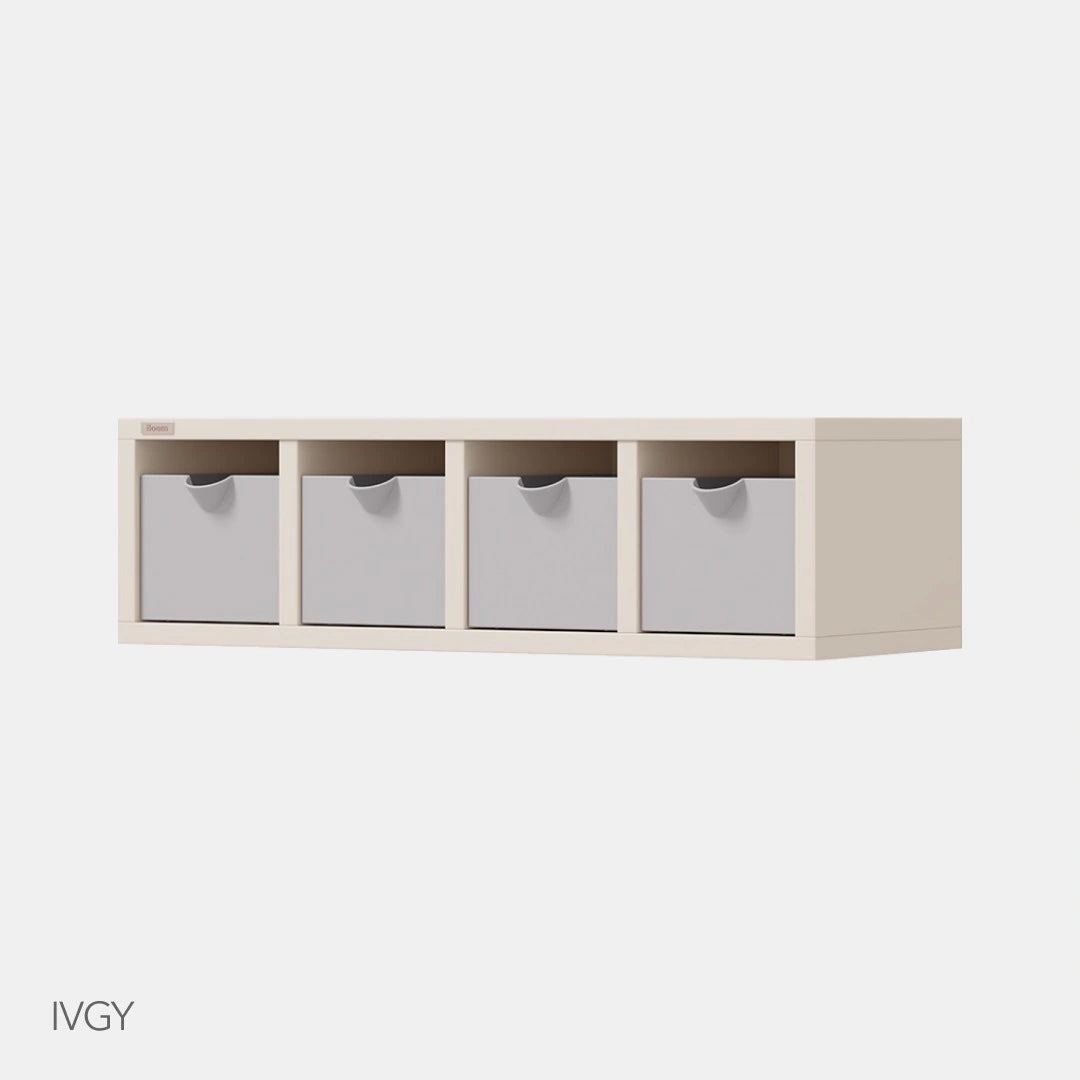 HLA0401 Grey IVGY official product view: four grey mini drawers in an ivory-toned frame; complete printed colour code retained.