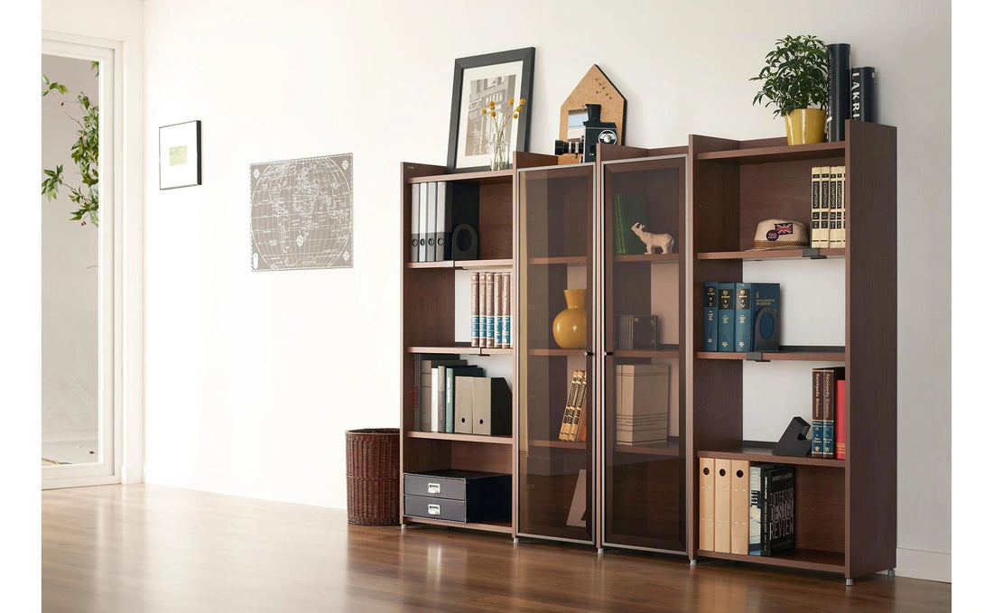 Organise groups across a tall bookcase: Dark Grey bookends support separate book groups in the illustrated bookcase. One purchase supplies only the selected two-piece bookend set.