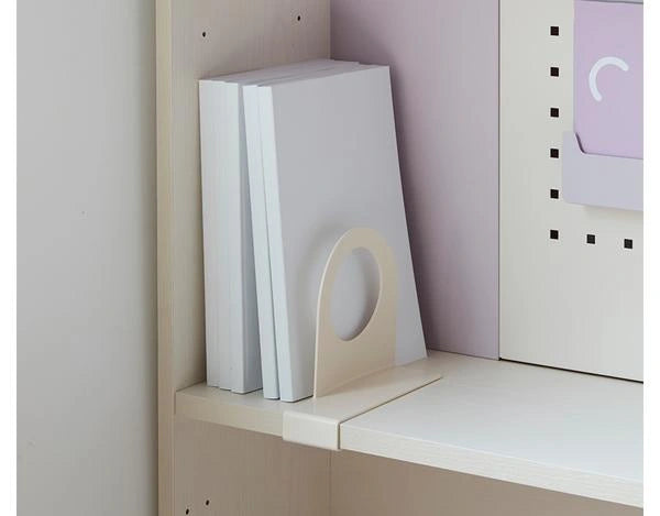 Fit onto a bookcase shelf: The bookend fits onto a shelf edge to separate books and support them upright. Check the intended shelf; a universal shelf-thickness capacity is not specified.
