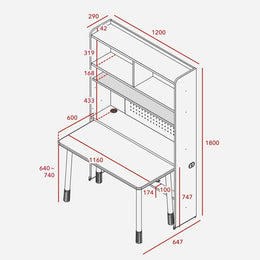 Iloom Linki Plus Leg Type Desk Set W1200 (6-Story Bookshelf)