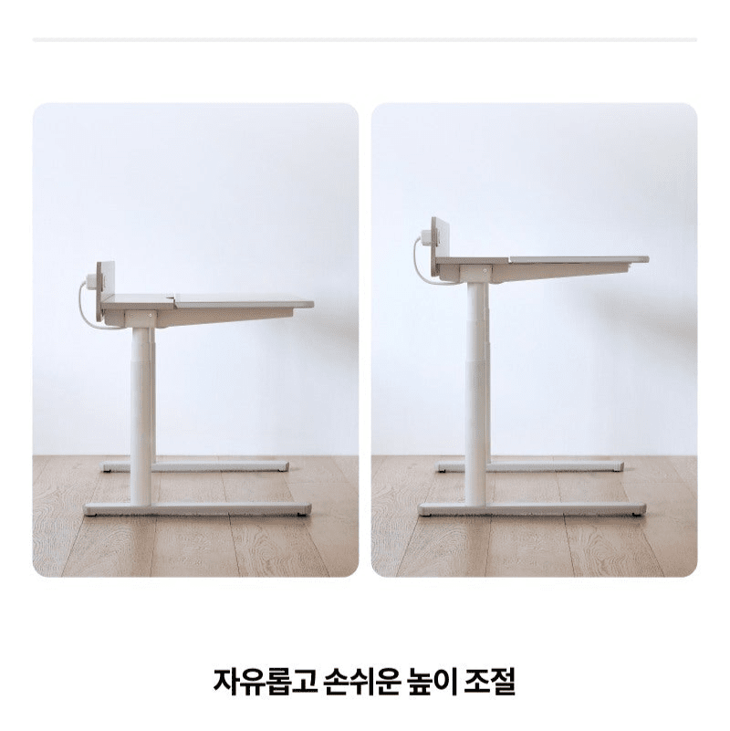 Iloom Linki Plus Motion Desk 1200W; two white height-adjustable desks on a wood floor