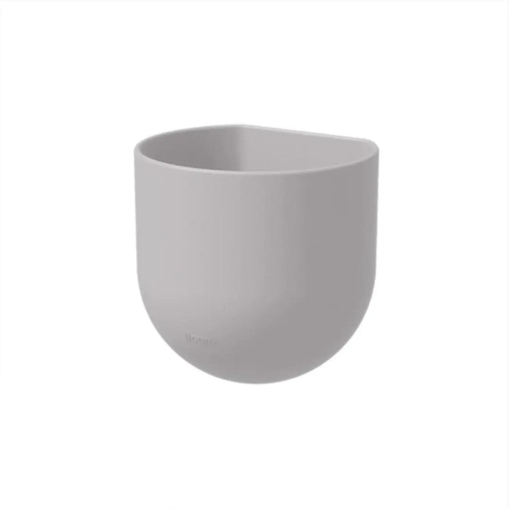 Iloom Linki Plus multipurpose pencil holder in light gray, a smooth rounded cup sitting upright on a desk.