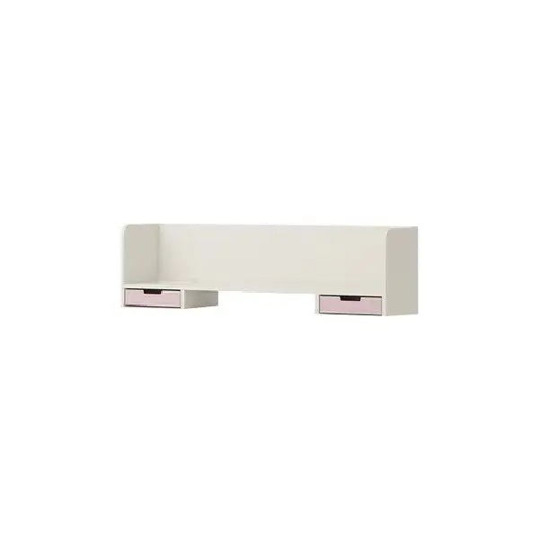 Iloom Linki Plus Smart Desk white with pink drawers and 1-story shelf, compact office desk