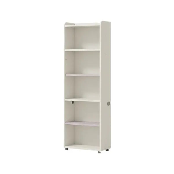 Iloom Linki Plus 6-shelf white bookshelf with side wire hole, six open shelves for tidy storage