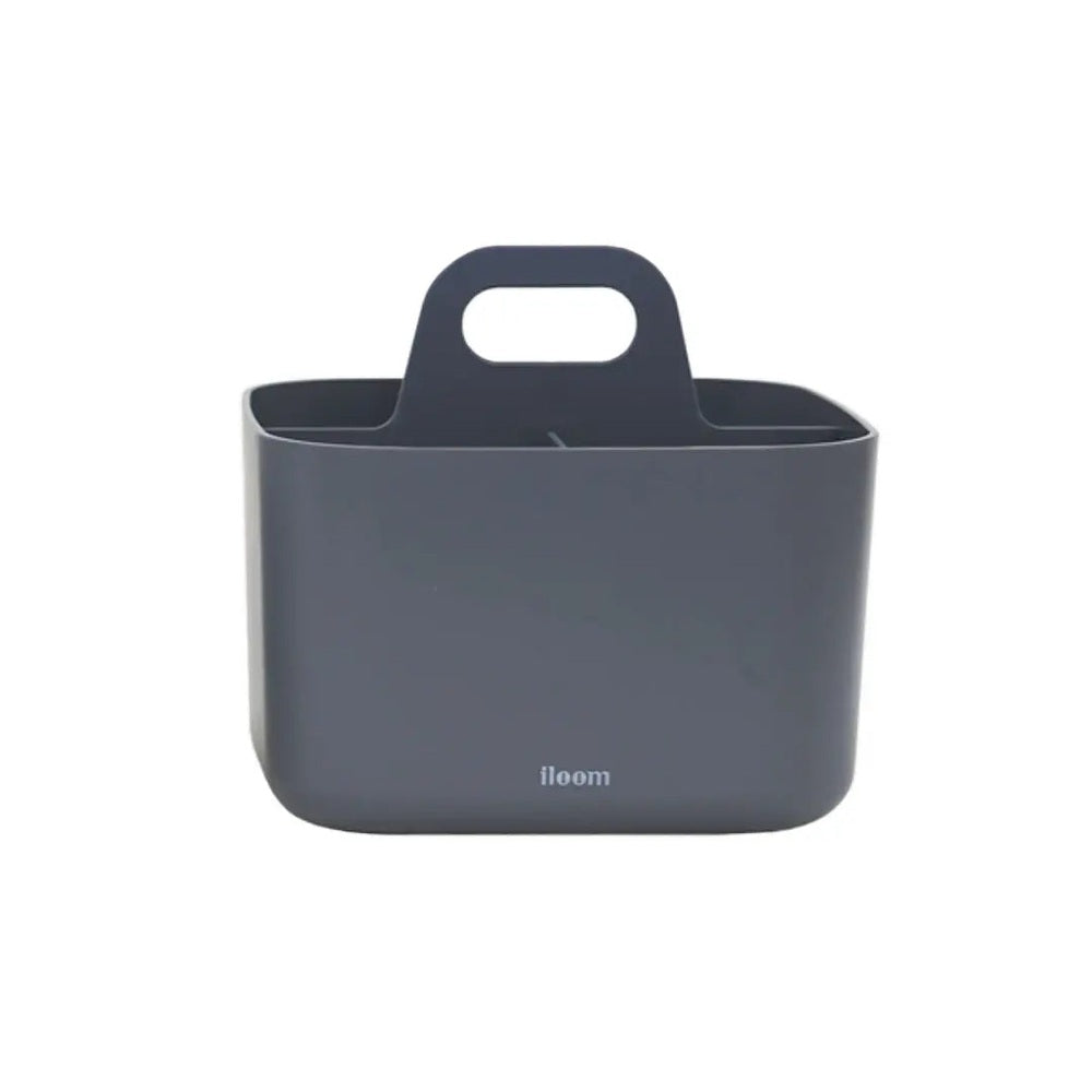 Iloom Multi-Use Caddy in dark gray with built-in handle, a desk organizer for small supplies.