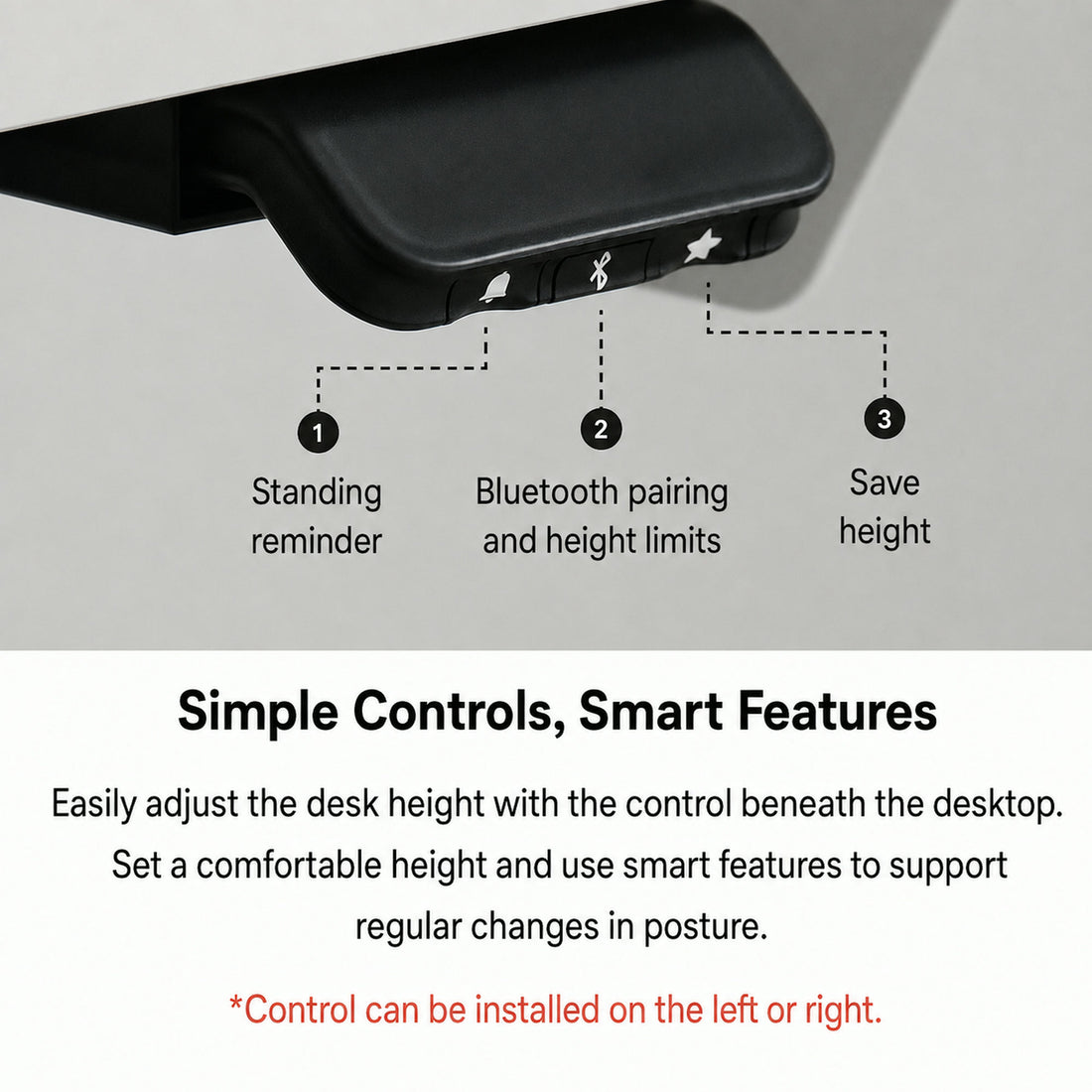 Iloom Newt Motion Desk1200W - English controller button guide