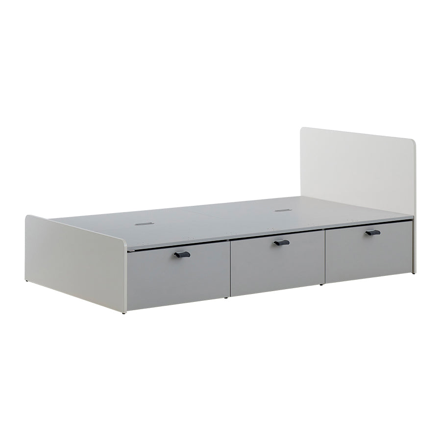 Iloom Tiede Bed storage type with three gray drawers and white panels