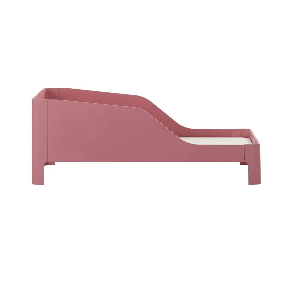 Iloom Tinkle Pop 1 Story Bed in pink, low toddler bed with curved side guard for safe transitions.