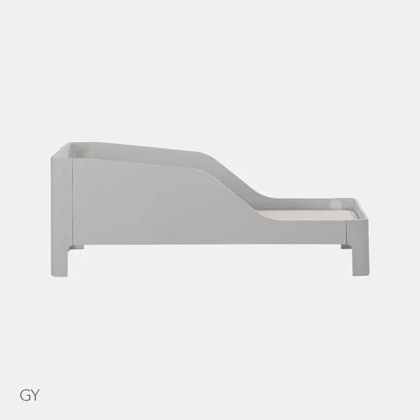 Iloom Tinkle Pop 1 Story Bed in gray with curved side rail, low-profile design ready for a toddler
