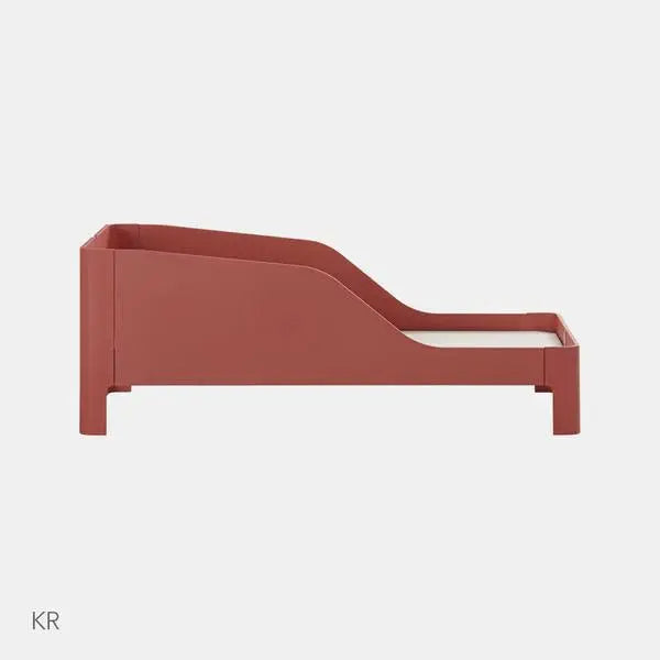 Iloom Tinkle Pop 1 Story Toddler Bed in red wood with a curved headboard, designed for easy transition.