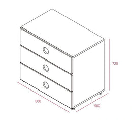 iloom Tinkle Pop Kids 3-Drawer Dresser 800W