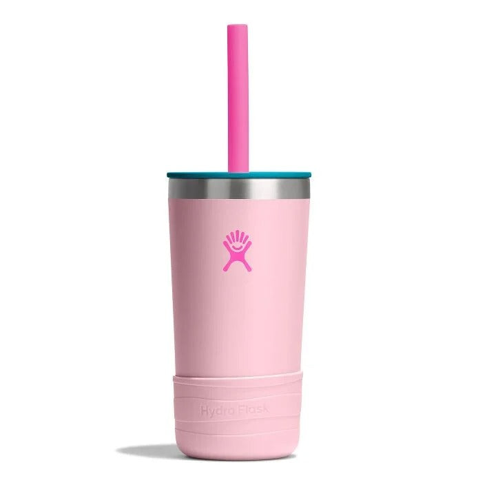 Hydro Flask Kids 12 oz Tumbler With Straw And Boot – Blossom Pink front view