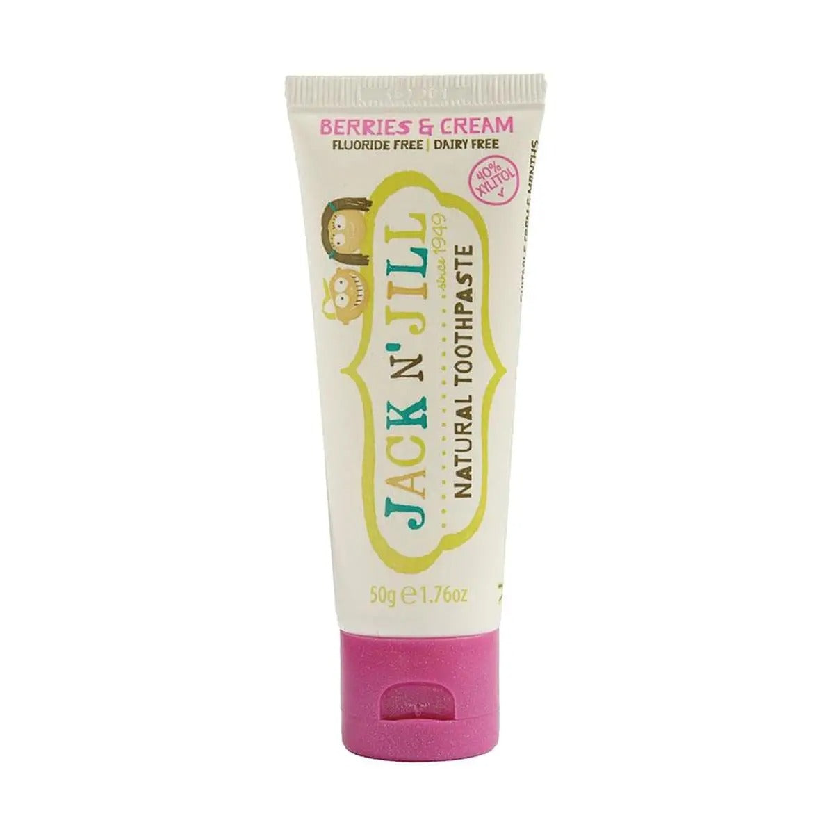 Jack N Jill Natural Toothpaste - Berries & Cream Flavor - 50g - Organic & Fluoride-Free