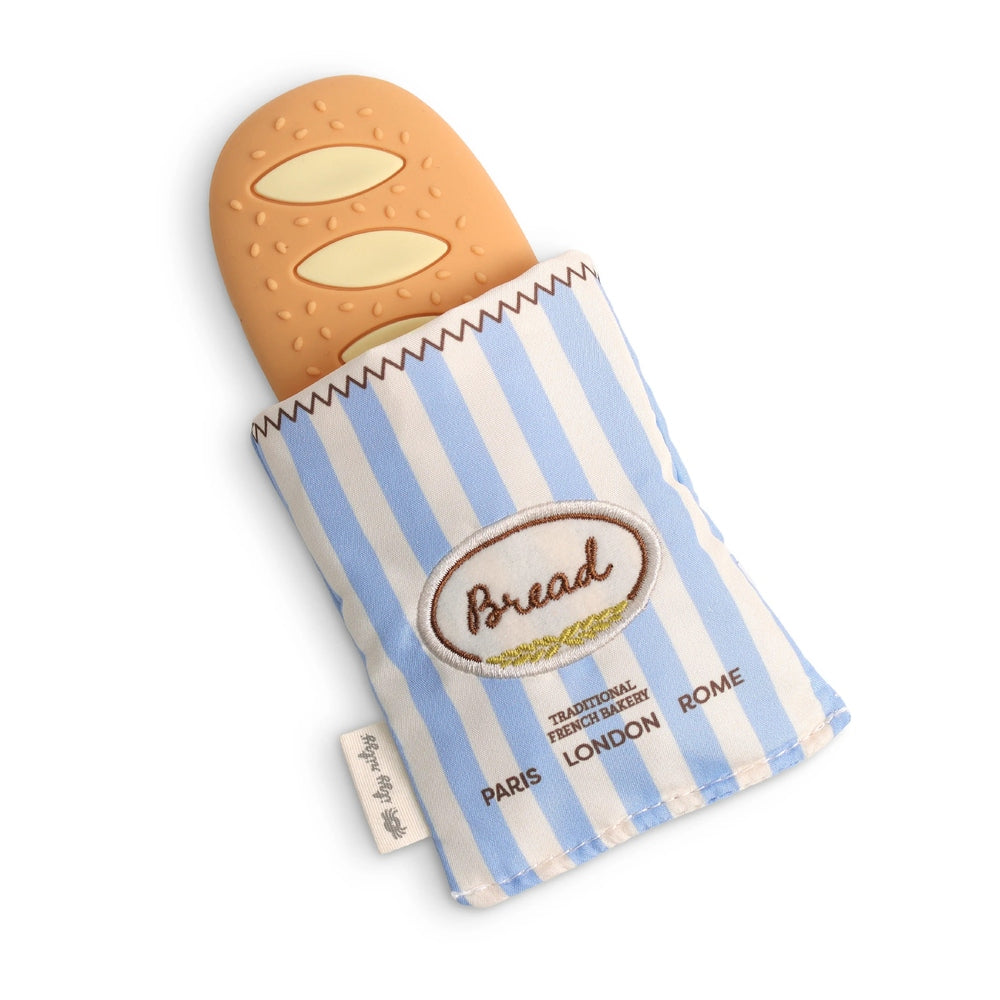 ITZY RITZY Itzy Ritzy Baguette Teensy Crinkle striped bag with embroidered label and zigzag cut edge img 1/6