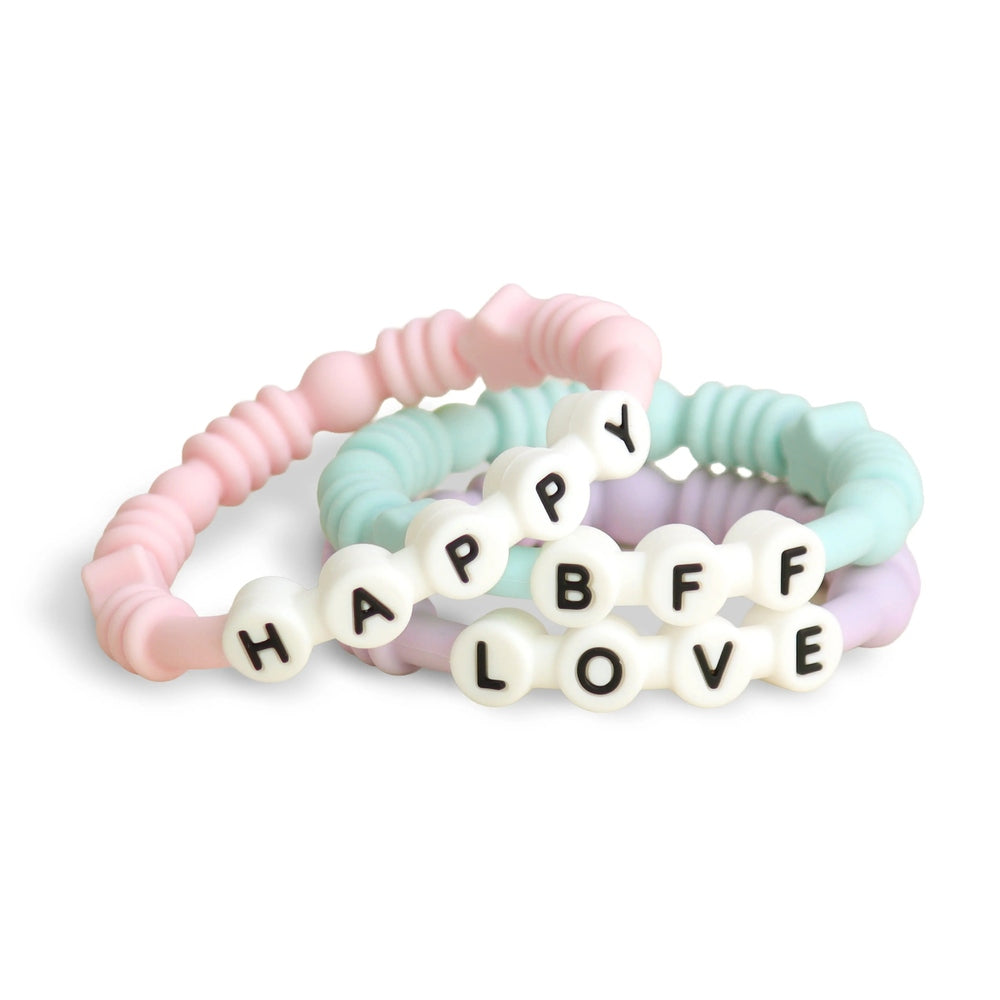 ITZY RITZY Itzy Ritzy Bitzy Bands Teether Set wavy ridged bands with letter beads spelling words img 2/5