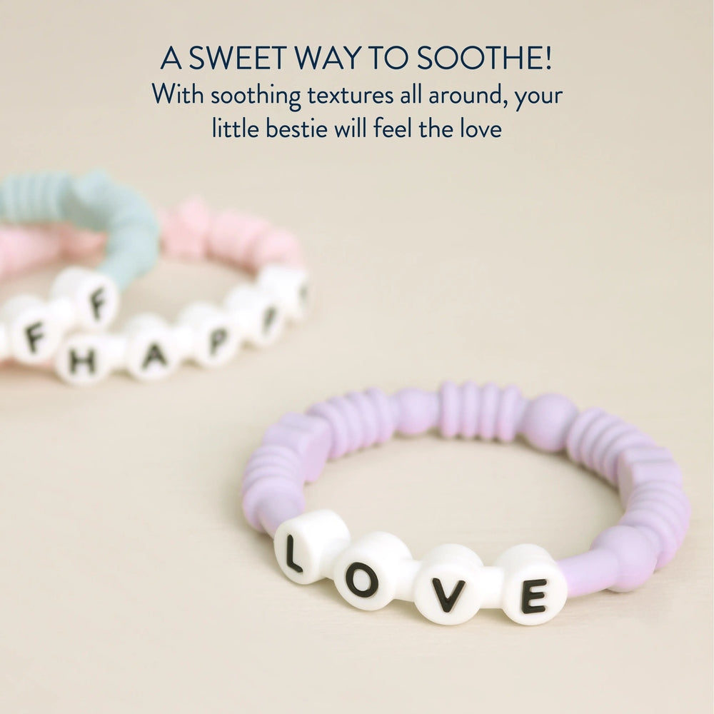 ITZY RITZY Itzy Ritzy Bitzy Bands Teether Set Ridged silicone beads with letter beads spelling words img 4/5