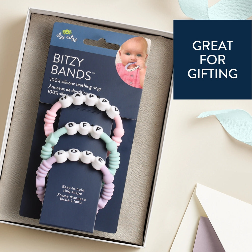 ITZY RITZY Itzy Ritzy Bitzy Bands Teether Set Three rings with letter beads spelling BFF and LOVE img 5/5