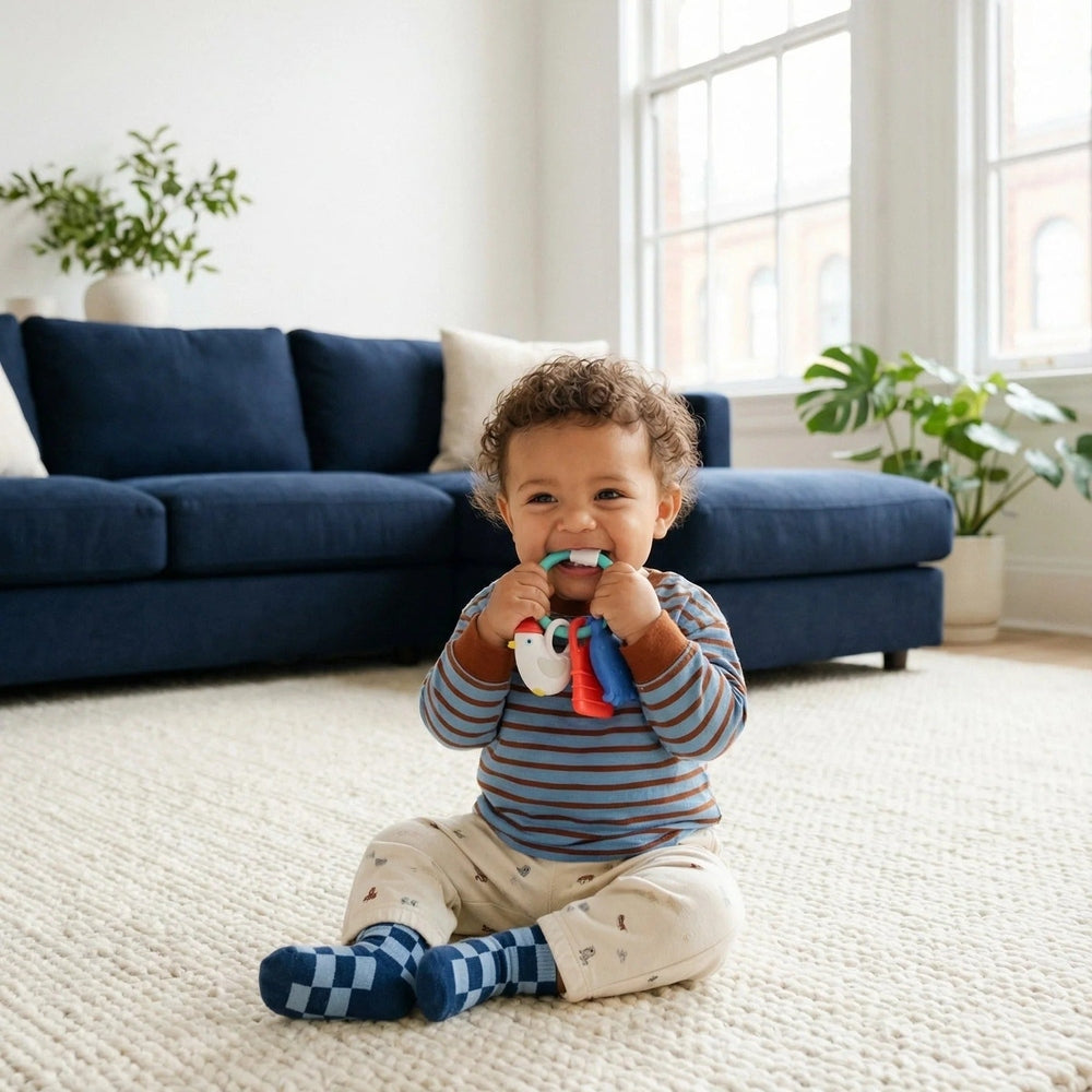 ITZY RITZY Itzy Ritzy Bitzy Charms multi-colored silicone key shapes on teething ring img 3/7