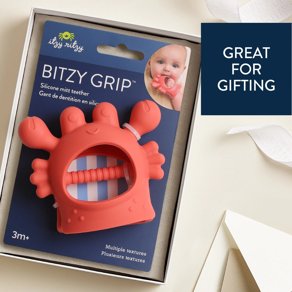ITZY RITZY Itzy Ritzy Bitzy Grip crab-shaped with ridged teething center and textured dots img 5/12