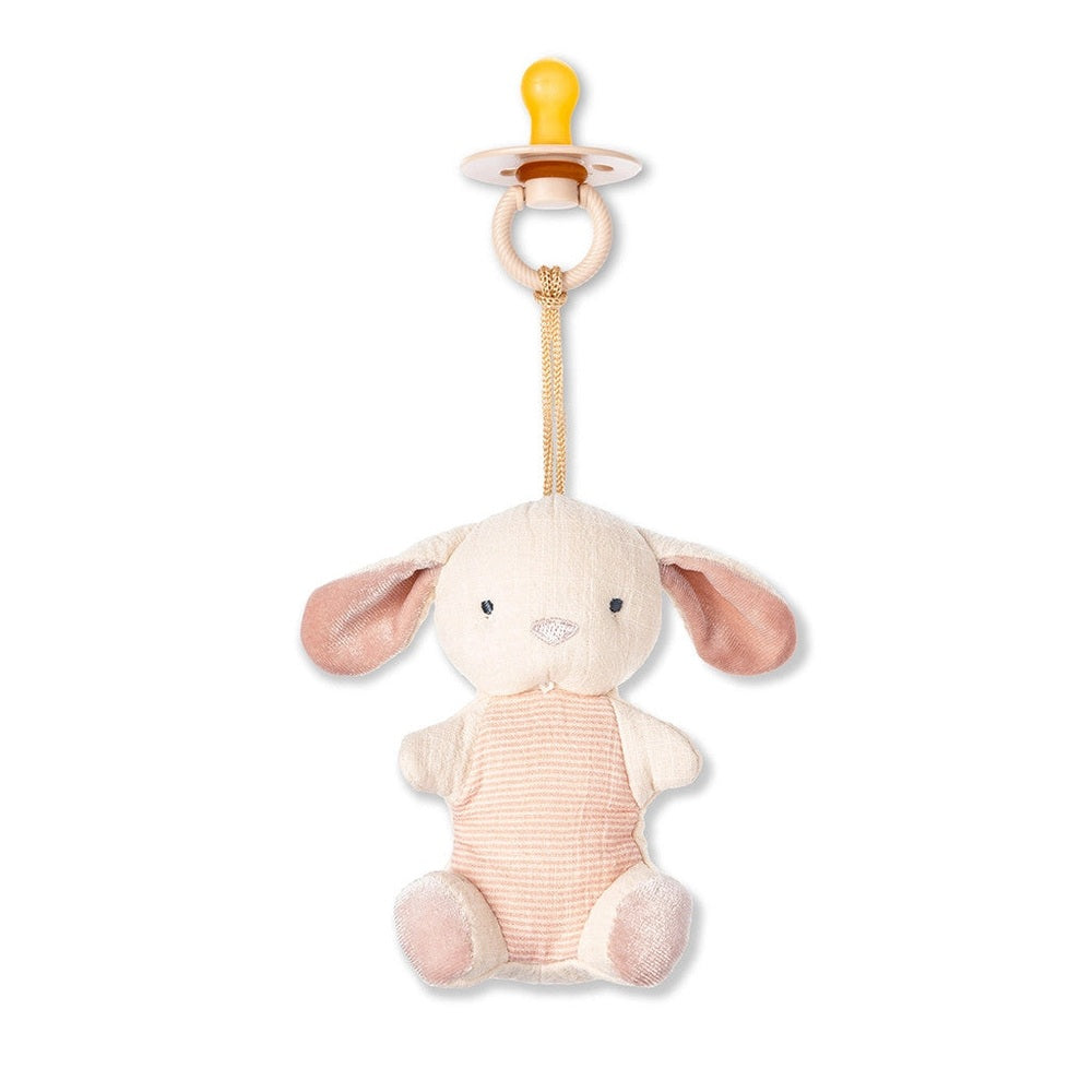 ITZY RITZY Itzy Ritzy Bitzy Pal Natural Rubber Pacifier & Stuffed Animal orthodontic pacifier set shown in image 1 of 32 with rounded shield