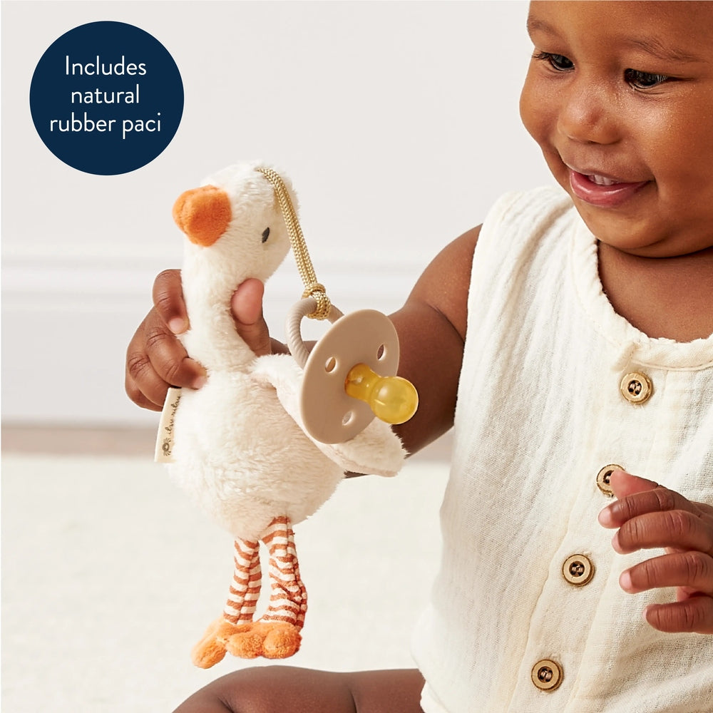 ITZY RITZY Itzy Ritzy Bitzy Pal Natural Rubber Pacifier & Stuffed Animal orthodontic pacifier set shown in image 3 of 32 with rounded shield