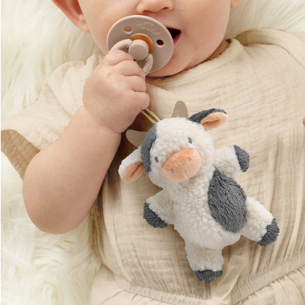 Itzy Ritzy Bitzy Pal Natural Rubber Pacifier & Stuffed Animal in Gray and White Plush